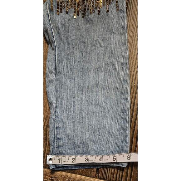 Vtg Y2K Litz Jeans 29 Extreme Distressed Glitzy Metallic Sequin Straight Leg - Picture 12 of 12